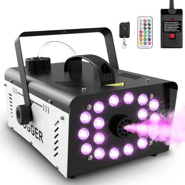 Генератор диму Fogger 1200W RGB 18 LED – дим машина з пультом для DJ, сцен, весіль, свят
